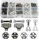 100 Pairs 3 Styles Skirt Hooks and Eyes Latch Hook for Clothing, Sewing Fixing Tools with Copper Snaps Buttons Fasteners Press Studs for Trousers, Dress, Bra Sewing DIY Crafting (Black, Silver)