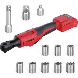 3/8" Cordless Ratchet Wrench Compatible with Milwaukee M18 Battery,44Ft-Lbs Torque Electric Ratchet Set with 220RPM Variable Speed Trigger,8 Sockets,1/4" and 1/2" Adapters,3" Extension Bar(Tool Only)