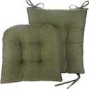 Klear Vu Omega Non-Slip Rocking Chair Cushion Set, Assembled in USA, Thick Padding & Tufted Design, Includes Seat Pad & Back Pillow with Ties, 17x17 Inches, 2-Piece Set, Tyson Green