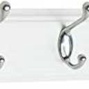 2Pcs Creathome 27" Hadi Hookrail with Five Hooks, White Board and Chrome Powder Coated Hook