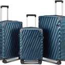 Luggage sets 3 piece with Spinner Wheels, PC Hard Shell Travel Luggage, Carry On suitcase with TSA Lock,YKK Zippers,Charcoal Metallic (Navy, 3 Piece Sets(20/24/28))