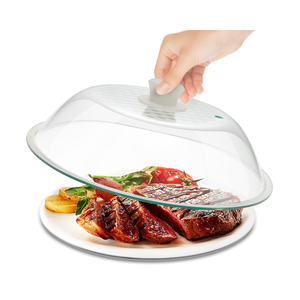 OEC Lighter Weight Tempered Glass Microwave Splatter Cover - 11.5 inch (Inner Diameter 10.6”) - Heat-Resistant -Durable Glass Lid with Vent, Silicone Knob, Dishwasher Safe, 100% Food Grade - BPA Free 