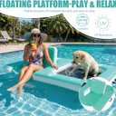 Inflatable Dog Pool Float with Swim Area Sunken Mesh,Durable PVC Inflatable Floating Dock for Small to Large Dogs