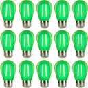 Green S14 LED Bulbs 2 Watt Replacement Bulbs for Outdoor String Lights, Shatterproof Waterproof E26 Base Vintage LED Filament Green Light Bulbs for Christmas Halloween Decoration, 15 Pack