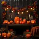 VioraWhite 19 Pcs Halloween Witch Hat Hanging Decor with Artificial Pumpkin, 12 Black Floating Witch Hats with Rope and 7 Pumpkin Set Halloween Party Decorations for Home Yard Porch Ceiling