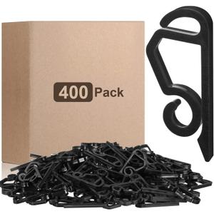 Marsui 400 Pieces Christmas Light Clips Outdoor Gutter Hooks Plastic Seasonal Weatherproof Clips Holiday Fence Hooks for Christmas Roof Tree Outside Hanging String Lights (Black)