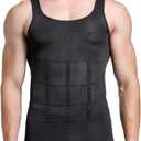 GKVK Mens Slimming Body Shaper Vest Shirt Abs Abdomen Slim (X-Large, Gray)