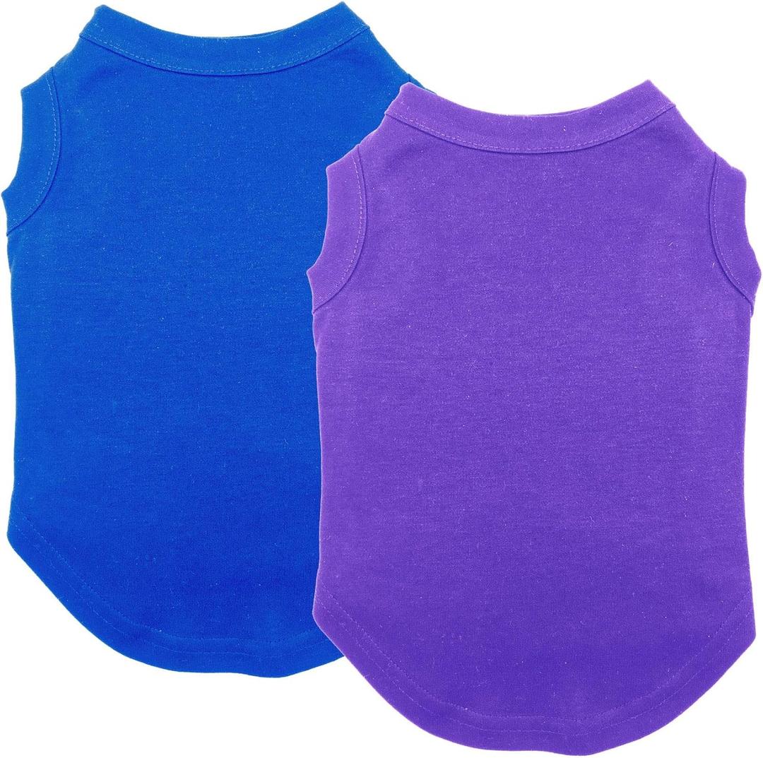 Chol&Vivi Dog Shirt Clothes, 2pcs Shirt for Large Size Dog, Blank Pet Cotton Sleeveless Apparel Soft and Lightweight, Tank Top for All Breeds, Blue and Purple, XXX-Large (XXXL (29" Chest))