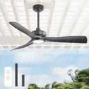 52 Inch Outdoor Ceiling Fan with Light, Weatherproof Gazebo Fan with Ultra Quiet DC Motor Black Patio Ceiling Fan Downrod Mount for Pavilion Poolside Porch Pergola