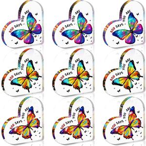 Treela 9 Pcs Butterfly Desk Accessories God Says You are Butterfly Lavender Colorful Appreciation Gift for Women Employee Coworker Teacher Coach Acrylic Christian Plaques Spiritual Gift Bulk for Home