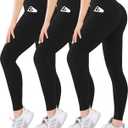 Blisset 3 Pack High Waisted Leggings for Women with Pockets Soft Active Tummy Control Pants for Yoga Running & Daily Wear (Black, XL)