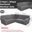 Breling 3 Pcs L Shaped Couch Covers for Sectional Corner Sofa Stretch 5 Seat Washable Corner Sofa Slipcover Sectional Couch Protector for Living Room(Dark Gray,Velvet)