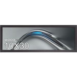 10x30 Poster Frame,30x10 Natural Soild Wood Picture Frames with Polished Plexiglass,Easy to Hang,Display Picture 10x30 for Wall Mounting Horizontally and Vertically (Black)