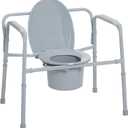 HEALTHLINE Heavy Duty Commode Bariatric, Medical Bedside Folding Bariatric Commode Chair Toilet for Elderly Seniors Disabled, Wide, 650 lbs, Gray