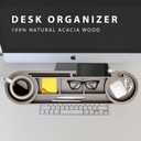 Boxwood Craft Desktop Organiser, Multi-Compartment Office and Home Desk Organiser, Suitable for Home, Workplace, Cubicle and School Supplies Storage - Wooden Pencil Holder Tray