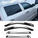 Chrome Side Window Visors Wind Vent Deflector for 07-13 Chevy Silverado/GMC Sierra 1500/Avalanche,07-14 2500HD&3500HD Crew Cab/Yukon XL/Suburban,4pcs Outside Mount Tape-On Rain Guards 94515Y