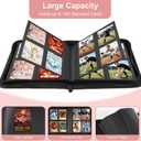 BYSTER 4 Pocket Card Binder, Premium PU Trading Card Binder with Zipper, 160 Capacity Side-Loading Binder for TCG, MTG, Sports Cards, Game Cards, Pink