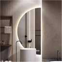 Half Moon LED Bathroom Mirror, Semi Circle Wall Mirror with Anti-Fog, Half Circle Frameless Mirror with Dimmable Brightness for Living Room, Cloakroom, Entryway