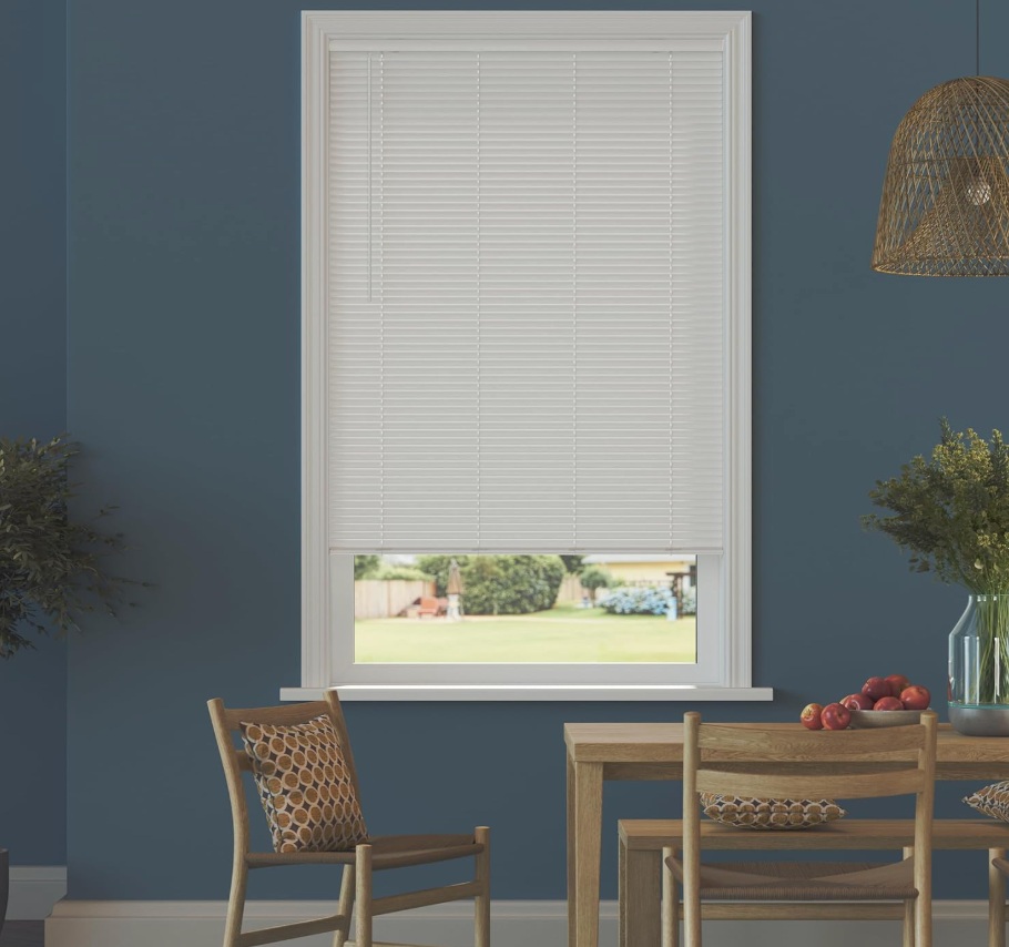 Cordless Room Darkening Mini Blinds for Indoor Windows, Cordless Mini Blinds, White,  size: 44.5"