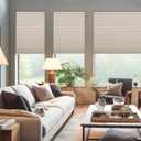 Changshade Cordless Cellular Shades,Blackout Honeycomb Shades for Windows,Pull Down Pleated Blinds,Easy to Install for Indoor Windows and French Doors,Beige Blackout-Color Coordinated,39" w x 64" h