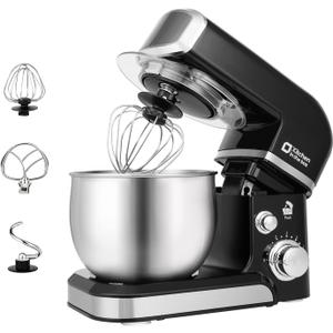 Kitchen in the box Stand Mixer,3.2Qt Small Electric Food Mixer,6 Speeds Portable Lightweight Kitchen Mixer for Daily Use with Egg Whisk, Dough Hook, Flat Beater (Black)