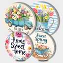 Spring Floral Electric Stove Burner Covers4 Pcs Farmhouse Decor Round Stove Burner Cover8 Inches and 10 InchesGas Stove Burner Cover,Metal Cooktop Flowers Decorative Home Decor,Kitchen Decor
