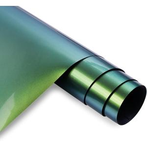 MEVOREW Chameleon HTV Green Iron On Vinyl 12" x 6ft Heat Transfer Vinyl for T Shirts, Chameleon Vinyl Gradient Change Color Vinyl Roll for Cricut, Silhouette Cameo (Green to Gold&Blue)