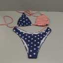 Verdusa Women's 2 Piece American Flag Bikini Set Halter Triangle Swimsuit High Cut Bathing Suit (X-Large, Multicolor)