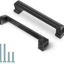 Kitchen Cabinet Handles, 30 Pack Drawer Pulls Matte Black Cabinet Pulls Modern Square Cabinet Hardware, 5inch Hole Center  6"x1"