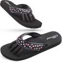 Pedi Couture Pedicure Sandals with Built In Toe Separators for Women - Comfortable Spa Style Flip Flops for Home, Salon, Yoga & Gym Use (Black, Medium
)