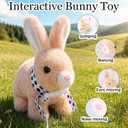 Sprstar Easter Bunny Toy,Bunny My Realistic Bunny Toy,Hopping Rabbit Plush Bunny Toy,with Sounds and Movements Animated Walking Wiggle Ears Twitch Nose Gift for Toddlers Birthday(Brown Rabbit +Leash)