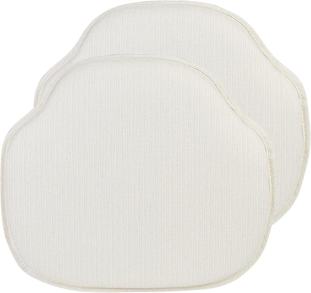 Klear Vu Gripper Omega Non-Slip Windsor Chair Cushions with Skid-Proof Seat Pad for Dining Room, Kitchen, and Office Use, 16x15 Inches, 2 Count (Pack of 1), Ivory