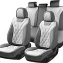 Coverado Car Seat Covers Full Set, Seat Covers for Cars, Front Seat Covers and Back Seat Cover Waterproof Leather Automotive Seat Cover, Universal Car Interior Protectors for Most Cars Light_Gray