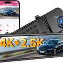 OMBAR 4K+2.5K Rear View Mirror Camera with ADAS BSD and LCA, 12" Smart Mirror Dash Cam with 5.8GHz WiFi, Rearview Mirror Camera with GPS G-Sensor, Parking Monitor, Loop Recording, 64GB Card Includes