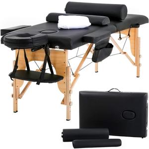 BestMassage Massage Bed Portable Massage Table 24 inch Wide Lash Bed Height Adjustable 2 Folding Spa Table with Towel Hanger Oil Pouch Half Bolster Round Bolster Non-Woven Bag (Black)