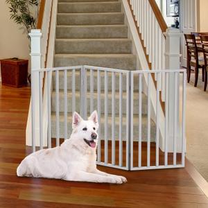 Pet Gate - 3-Panel Indoor Foldable Dog Fence for Stairs, Hallways, or Doorways - 54x32-Inch Wood Freestanding Dog Gates by PETMAKER (White)