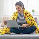 SmoothNovelty Cute Rubber Duck Throw Blanket Cartoon Ducky Gift Decorative Soft Fleece Ducky All Season Blankets Cozy Flannel Carpet for Bed Chair Car Sofa Couch Bedroom(Yellow,50" X 60")