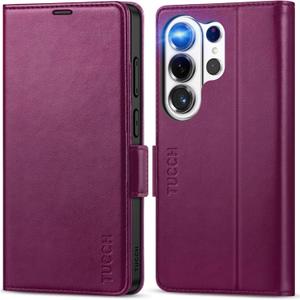 TUCCH Case Wallet for Galaxy S26 Ultra, Kickstand [RFID Blocking] 4 Card Holder, Folio Magnetic PU Leather [TPU Shockproof Interior Case] Protective Cover Compatible with Galaxy S26 Ultra, Plum Purple