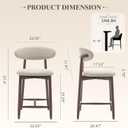 COLAMY Bar Stools Set of 2, Counter Height Bar Stools, Upholstered Counter Stools with Wood Legs for Kitchen Island Dining Room Bar, Beige