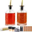 Shining Craft Coffee Syrup Dispenser Bottles Set 2 Pack 7 OZ Simple Small Syrup Bottles Set with Metal Pour Spout Ideal for Coffee Syrups, Condiments, Coffee bar, SC056 (2 pack)