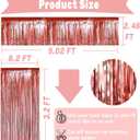 4P Metallic Foil Fringe Tinsel Table Skirts for Rectangle Tables Backdrop Banner Streamer Garland Curtains for Parade Floats Wedding Graduation Anniversary Birthday Parties Decoration (Rose Gold)