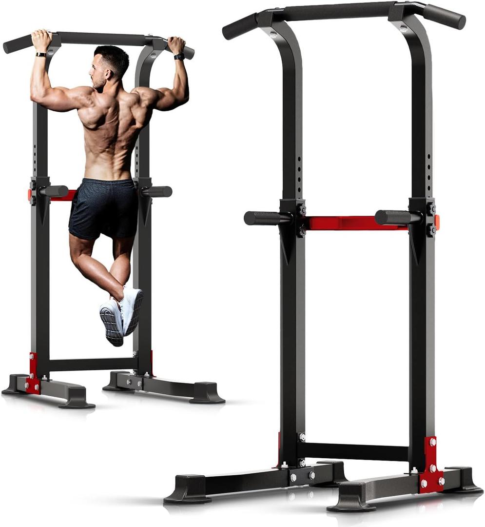 ZENOVA Pull Up Bar Dip Bar Squat Rack Workout Dip Station Height Adjustable Free Standing Chin Up Bar