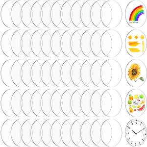 60 Pieces Transparent Acrylic Circle Discs Thick Round Acrylic Sheets Blanks Clear Round Ornaments for DIY Projects and Crafts(1.5 Inch)