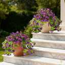 Homsunny Artificial Fake Flowers Plants UV Resistant, Faux Petunias Silk Flowers for Outdoors No Fade, Fake Outdoor Flowers for Planters Spring, Realistic Home Garden Balcony Yard Decor (Purple)