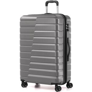 Coolife Expandable Large Checked Luggage with Spinner Wheels, Hard Shell Suitcase TSA Lock Rolling Travel Luggage 28-inch,Gray