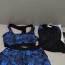 JASAMBAC Women's 3 Piece Rash Guard Long Sleeve Swimsuits with Boyshorts Zip Up UPF 50+ Swim Shirt Built in Bra (Black-blue Palm Leaves- S)