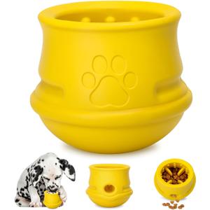 Dog Enrichment Toys, Interactive Puzzle Toys for Dogs - Nature Rubber & Durable Dog Toys, Dog Toys to Keep Them Busy, Slow Feeder - Frozen Dog Treat Toy, Dishwasher Safe, Lemon, M