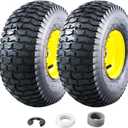 MZREXN 15x6.00-6 Lawn Mower Tires and Wheel Assembly, Front Tires Replacement, Compatible with John Deere & More Riding Mowers, 4 Ply Pneumatic, 3" Offset Hub, 3/4" Bearings, Tubeless, 2PCS