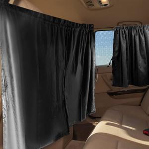 Set of 3 Privacy Curtains for Car, SUV, Van - Includes 1 Rear Seat Divider & 2 Side Windows Divider Curtains for Camping & Sleeping (Black)
