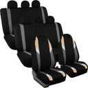 FH Group Supreme Modernistic Three Row Car Seat Covers, Airbag and Split Ready, 8 Seater - Universal Fit for Cars, Trucks, & SUVs Beige